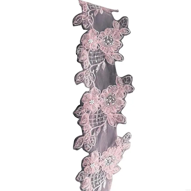 Blumen schlächen Perlen bestickte Applikationen Bastelkleidung Vorräte für Hochzeitskleiderrock Vorhangdekoration y08e – Detail 7