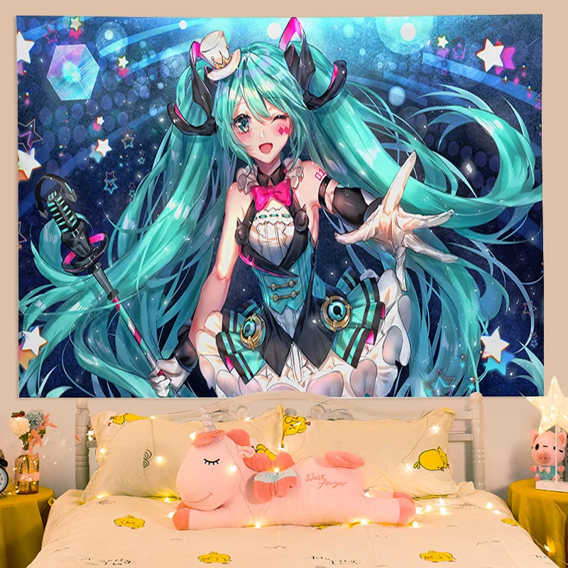 Decoration Bed Room Decor Aesthetic Custom H Hatsunes Miku Tapestry