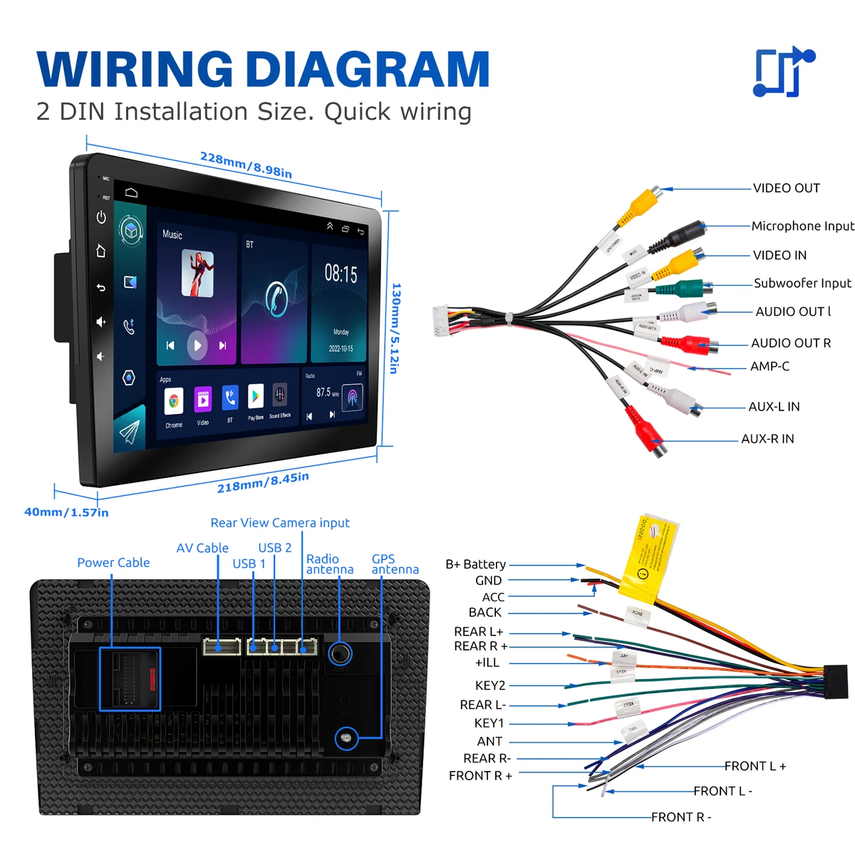 ESSGOO Car Radio Android 15 Carplay Auto Multimedia Video 7/9/10'' Universal Stereo For Volkswagen Nissan Hyundai Kia Toyota — view 6