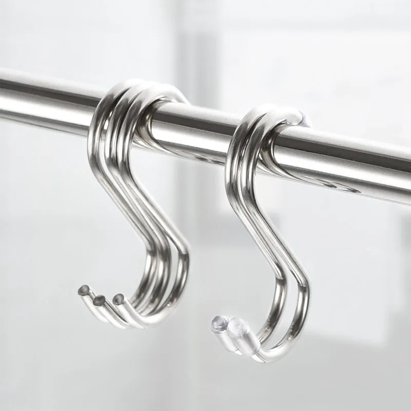 

5x Stainless Steel S-Shape Hook S Hanger home Kitchen Hanging Tools Bedroom Multi-function Railing Clasp Holder Hooks Storage C1