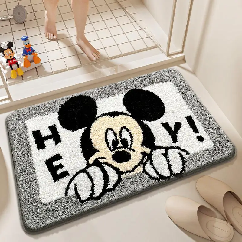 Disney Mickey Mouse Cushion Pillow Kawaii Cartoon Anime Faux Cashmere Carpet Bathroom Non-slip Mat Cute Plush Mat Gift for Kid 4