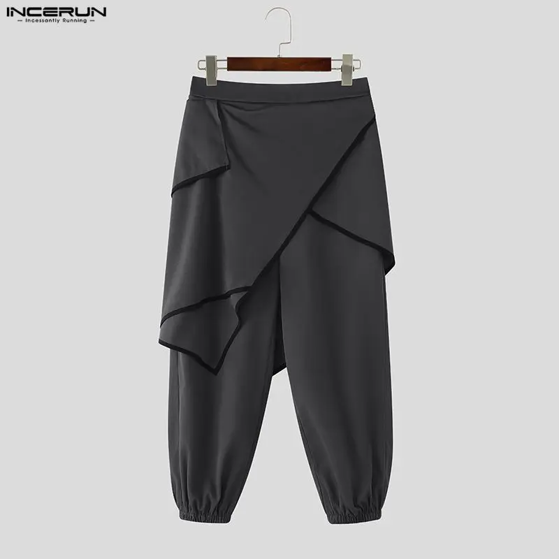 INCERUN Männer Unregelmäßige Hosen Patchwork Elastische Taille Jogger Lose Hosen Männer Streetwear 2025, Mode Lässig Harem Hosen S-5XL – Detail 10