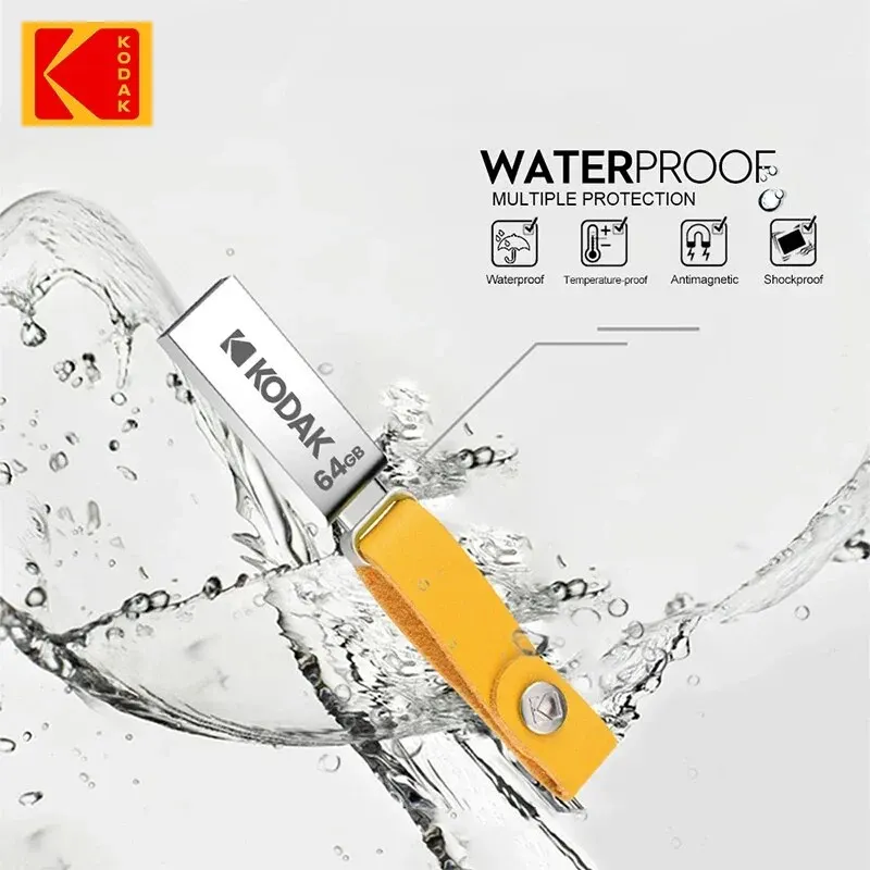 Flash Drive 128GB 64GB 32GB KODAK USB 2.0 Pen Drive Waterproof Mini Memory Stick Leather Metal U Disk