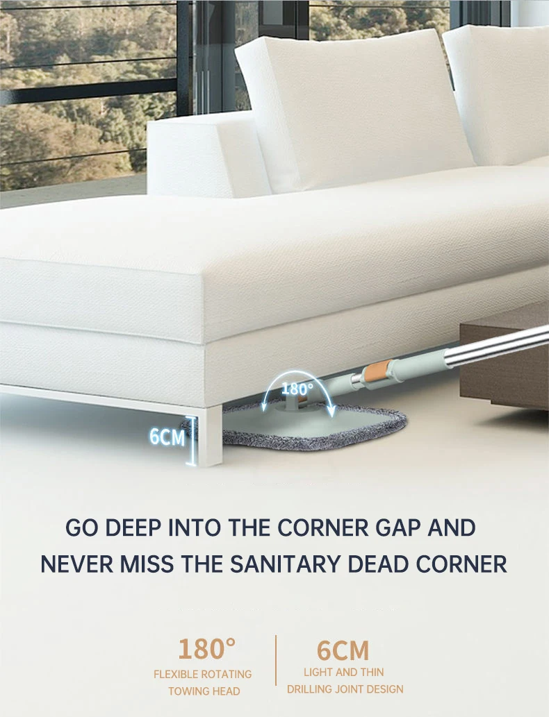 Mop Floor Clean Mop Household Hand-Free Rotary Mop Cleaning Hand Pressure Water-Absorbing Wet And Dry Dual-Use Flat Top Mop Set