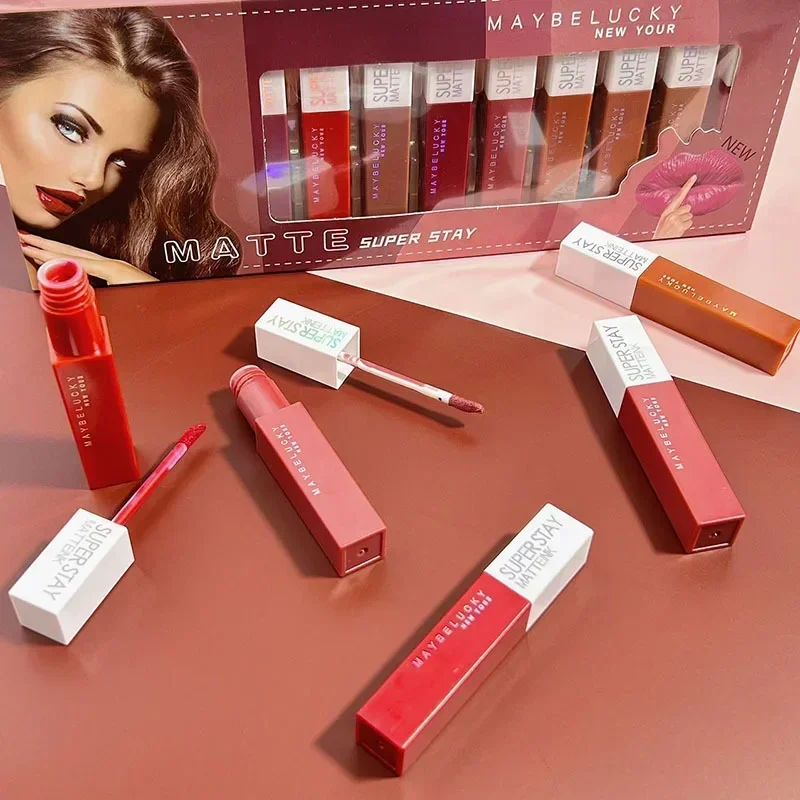 12pcs Matte Lipstick 12 Colors Set Long Lasting Waterproof Non-Stick Lipstick Women Lips Makeup