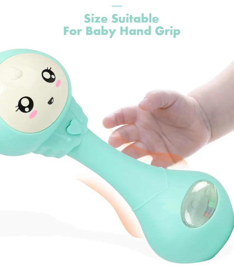 Music Flashing Rabbit Teether Hand Bells Toy