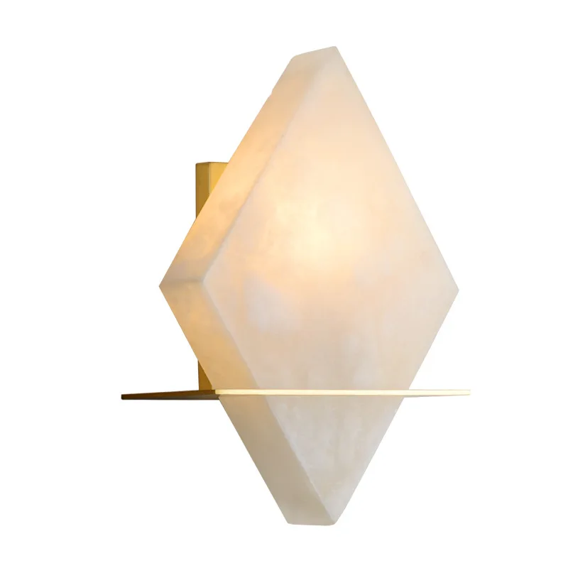 

Natural Marble LED Wall lamp Surface mount Parlor Stairs Wall lights Copper Warm light Wall Decoration Nordic Wall Sconce