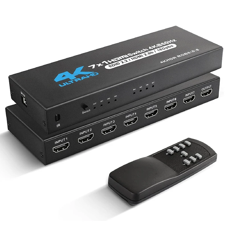 4K 60Hz Hdmi Switch 7X1 4X1 3X1 Hdmi 2.0 Switcher Convertitore Audio Video Per Ps3 Ps4 Xbox Dvd Pc A Tv Hdtv Monitor O Proiettore 7 Port Hdmi Switch V