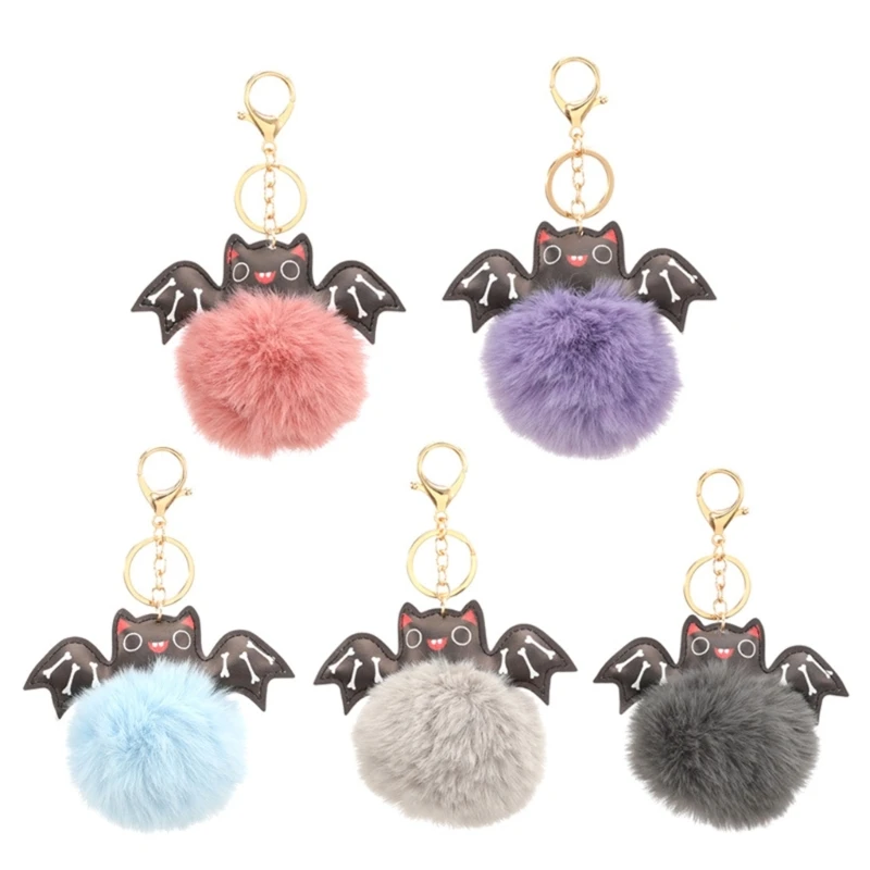 

Halloween Bat Keychain Plush Ball Keyring Keychain Charm Accessories Handbag Pendant Halloween Party Favor Supplies D5QC