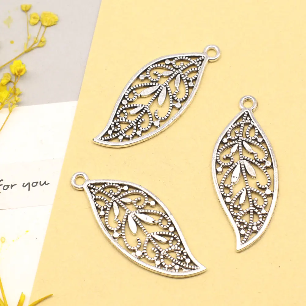 

5pcs 18x43mm Tree Leaves Charms Women Pendant Bag Accessories Ladies Jewelry Antique Silver Color