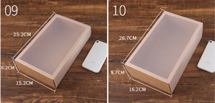 10pcs Kraft Paper Gift Boxes with Clear PVC Window, Exquisite Drawer Packaging for Wedd... - SKU KPGB1100 - UGI Packaging
