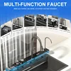 Double Waterfall Sink Stainless Steel Kitchen Sink Embossed Large Single Slot Ambient Light Digital Display Wash Basin 6