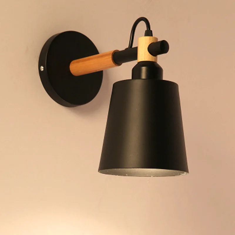 Nordic Iron Wall Lights Bedroom Beside LED Lights Chain switch Black & White Modern E27 Bulb Wall Lamps Restaurant Bar Lighting wall sconce lighting