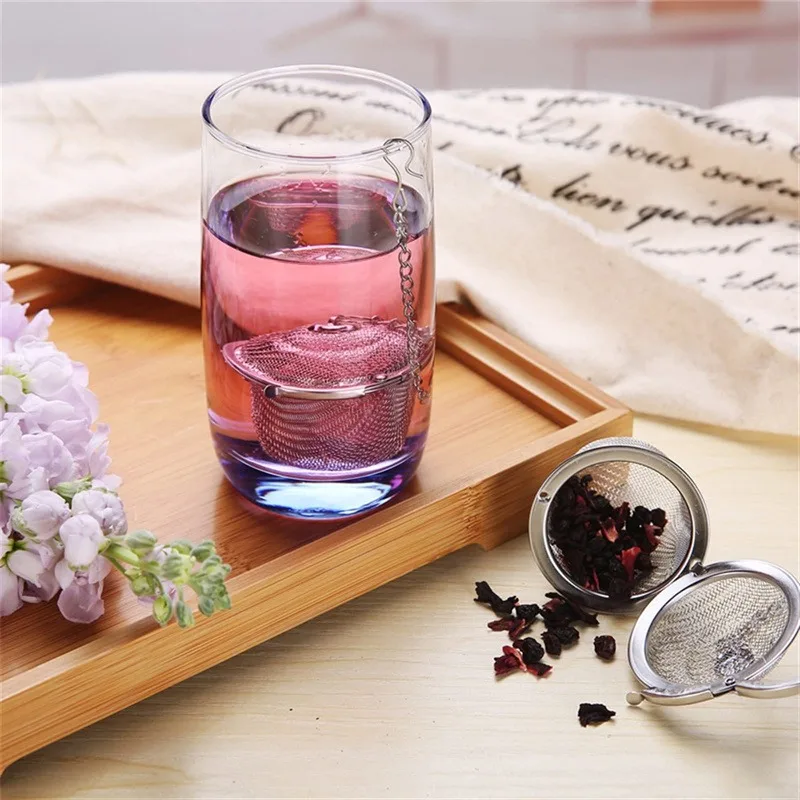 304 Stainless Steel Tea Ball Round Tea leak Seasoning Ball Pot Soup Filter Bag Marinating Strainer Set Accessories