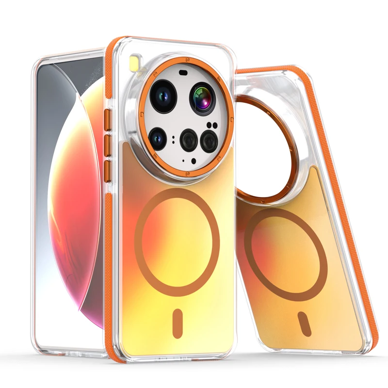Colorful Magnetic Wireless Charging Bumper Case with Aluminum Button