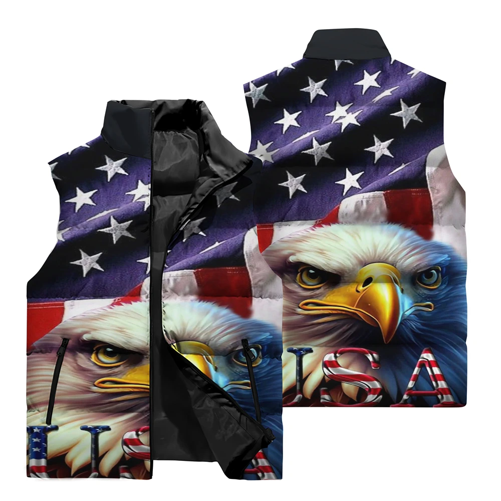 thumbnail image 2 of Chaqueta sin mangas para hombre 2024 con estampado de águila en 3D, chaqueta de invierno para hombre, cortavientos, chaqueta cálida para deportes al aire libre y ciclismo para hombre, 2 of 5