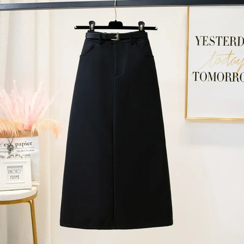 Nueva falda ajustada informal de cintura alta para mujer, con abertura lateral, estilo traje gris