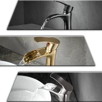 ก๊อกน้ำอ่างล้างหน้าแบบติดตั้งบนเคาน์เตอร์ ทำจากทองเหลืองแท้ แบบน้ำตก น้ำร้อนน้ำเย็น 4