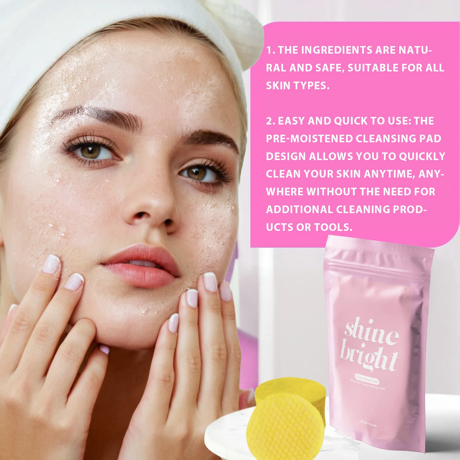 Turmeric Kojic Acid Face Cleansing Pad Exfoliating Pads Facial Sponges For Quickly Cleansing Exfoliating Daily Skin Care Product 5