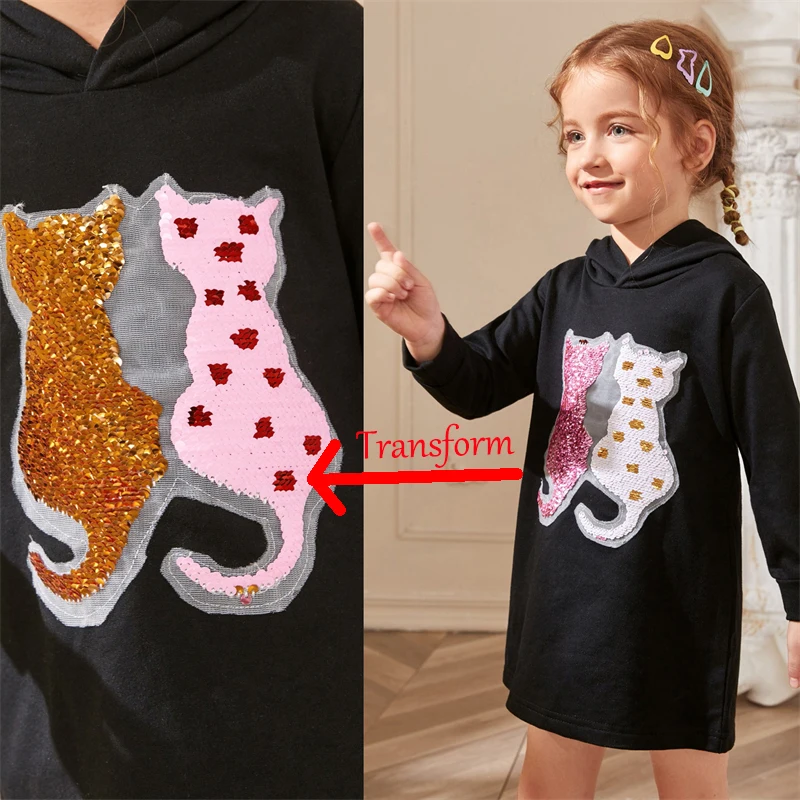 

New Girls Spring Summer Autumn skirt Fashion Top Girls Color Discolored Sequin Pullover Unicorn Cat Love skirt