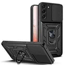Shockproof Armor Case with Metal Ring Cover - Samsung A73 2022 (Black)
