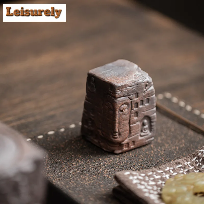 Zen Buddha Old Rock Mud Square Teapot Cover Holder Traditional Cover Frame Lid Bracket Zisha Pot Lid Shelf Cha Accessories Gift