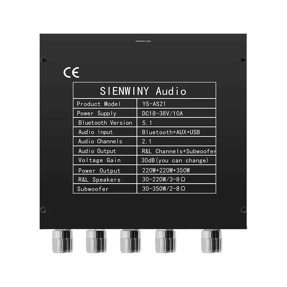 YS-AS21 2*220W+350W 2.1 Channel BT Digital Power Amplifier Board TPA3255 AMP Subwoofer Treble Bass Tone Audio APP USB Function