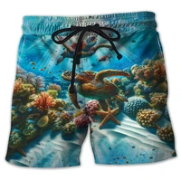 Animal Turtle 3D Printed Short Pants For Men Clothes Casual Hawaiian Sea Animal Beach Shorts Loggerheads Trunks Kids Trousers 1