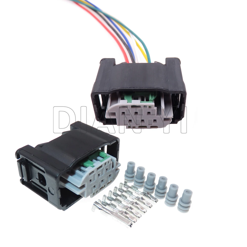 

1 Set 6 Way Starter 1-967616-1 2-967616-1 Car Throttle Sensor Plastic Housing Socket Auto Sealed Plug For Benz BMW 7M0973119