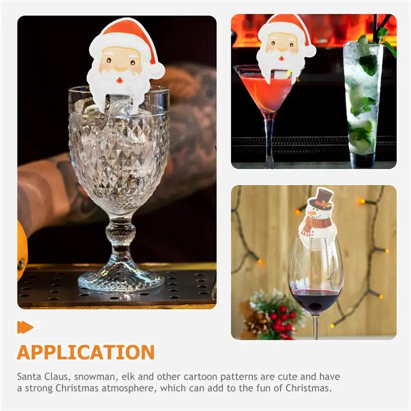 80pcs Christmas Wine Glass Marker Decorations Cup Cards Xmas Goblet Markers Merry Christmas Decorations for Party New Year