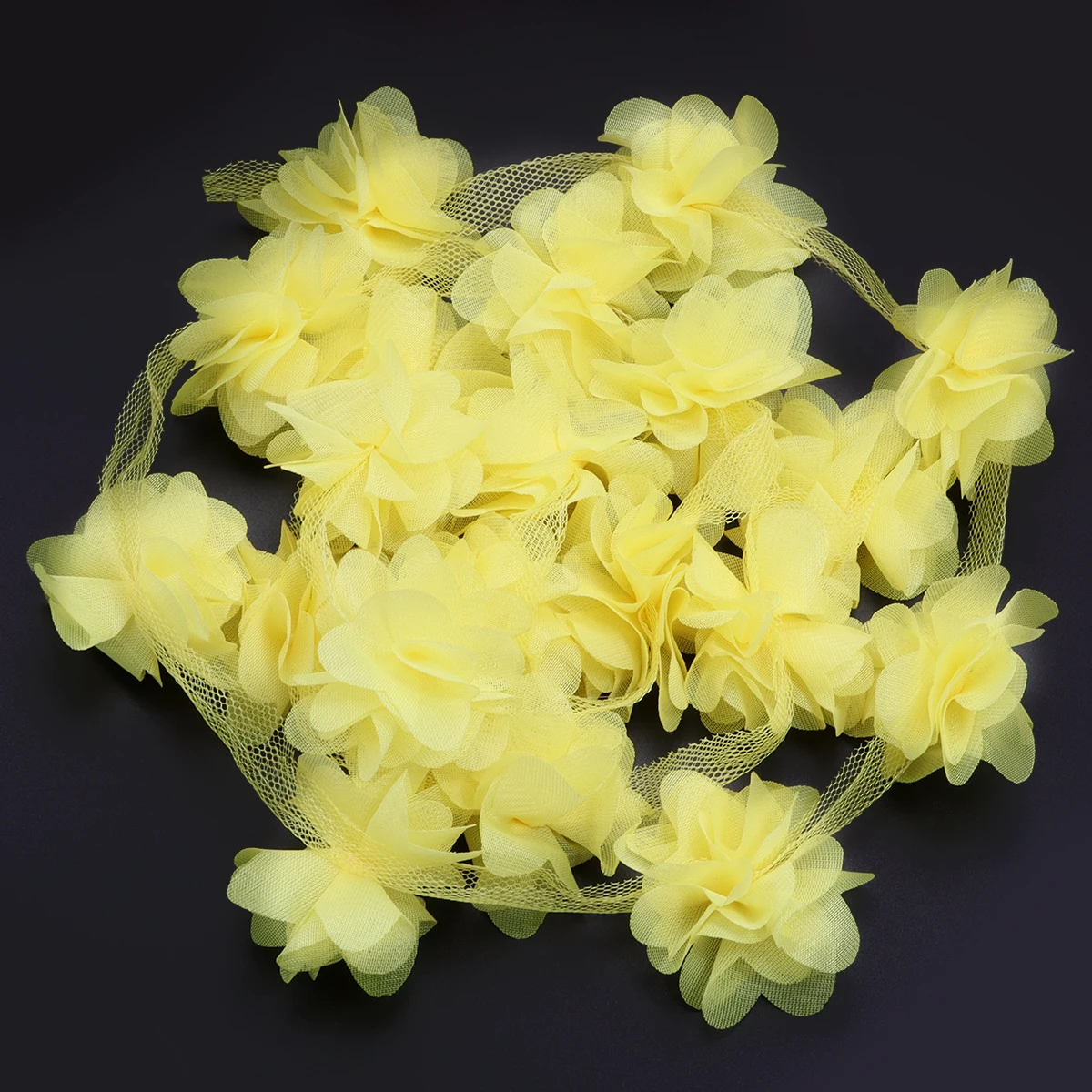 Set of 20 Colorful 3D Pink Petal Chiffon Flower Lace Trim for Sewing and Dress Decoration