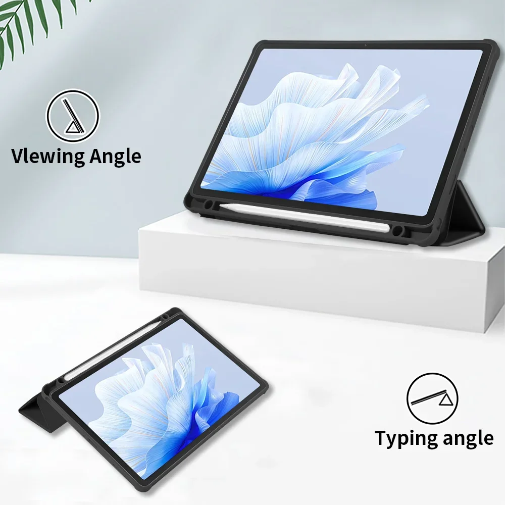 Tri-Fold Protective Tablet Case with Magnetic Flip Cover and Stylus Slot