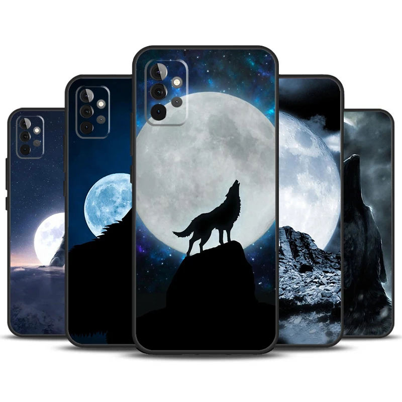 Custodia Per Telefono Moon Roaring Wolf Per Samsung Galaxy A12 A32 A52 A14 A24 A34 A54 A53 A33 A13 A15 A25 A71 A51 Cover