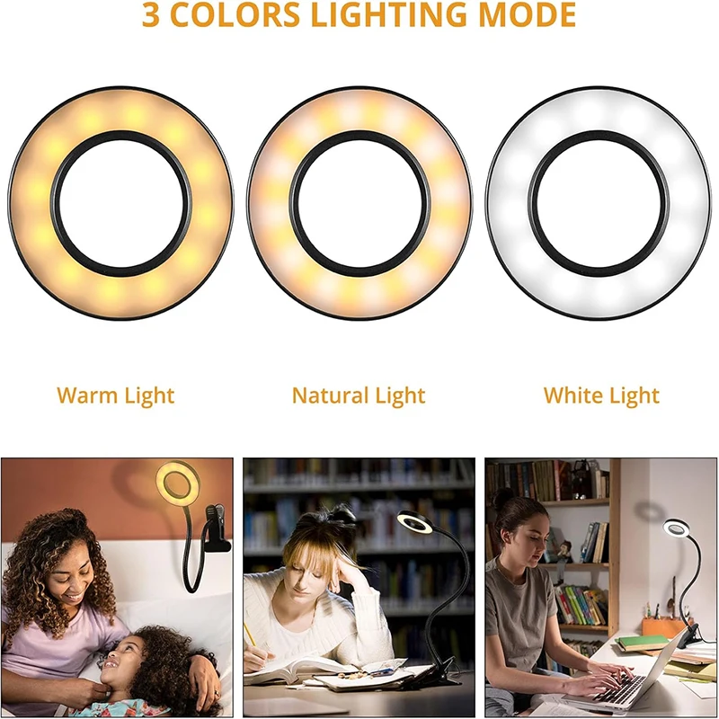 Adjustable Clip-On Desk Lamp with 10 Brightness Levels and 3 Light Modes