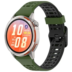 Breathable Sport Silicone Watch Band - 22mm Strap for Huawei GT Runner 2 (Army Green Black)