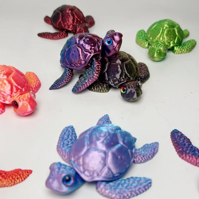 3D Printed Turtle Figurines Movable Joints Creative Collection Desktop Decoration Ornaments Holiday Gifts for Decoration Crafts