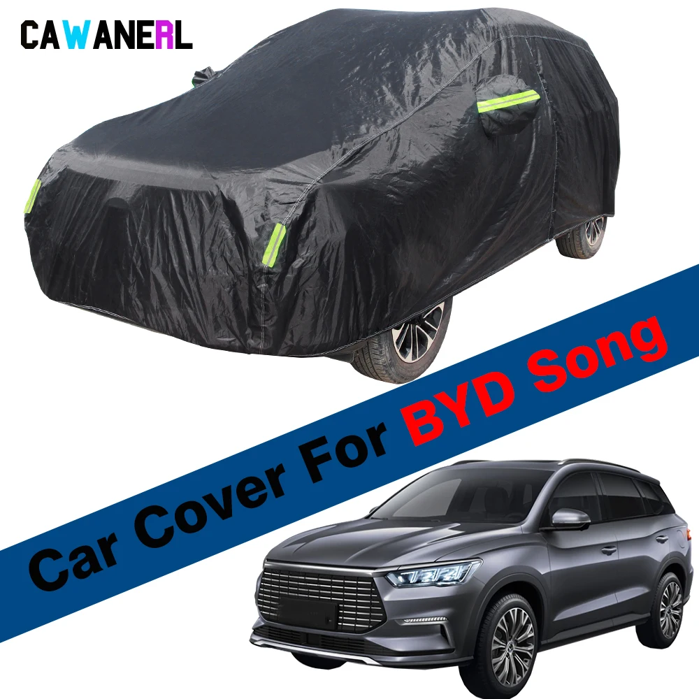 

Full Waterproof Black Car Cover SUV Sun Shade Anti-UV Rain Snow Wind Resistant Cover Dustproof For BYD Song Plus Pro 2015-2023