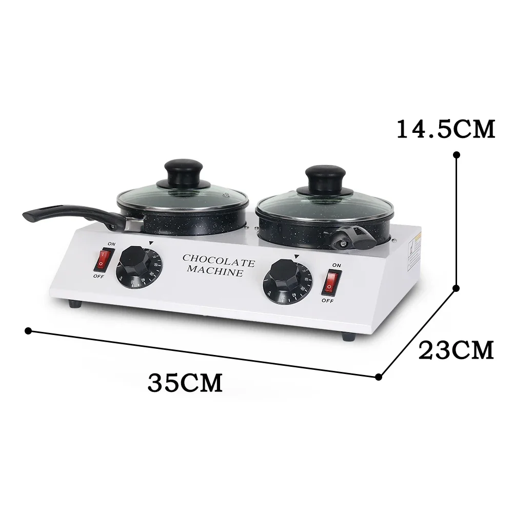 GZKITCHEN Electric Chocolate Melting Machine Double Pots Ceramic Non-Stick Pot +1 silicon spatula gift