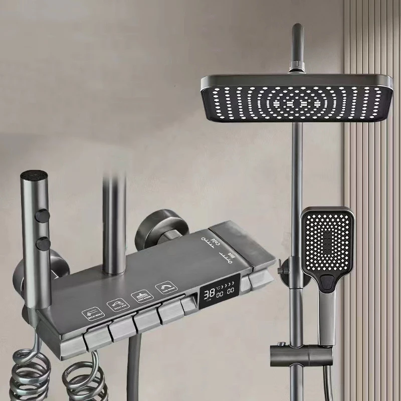

Control Water Tap Automatic Temperature Shower Mixer System Digital Piano Bathroom Shower Set