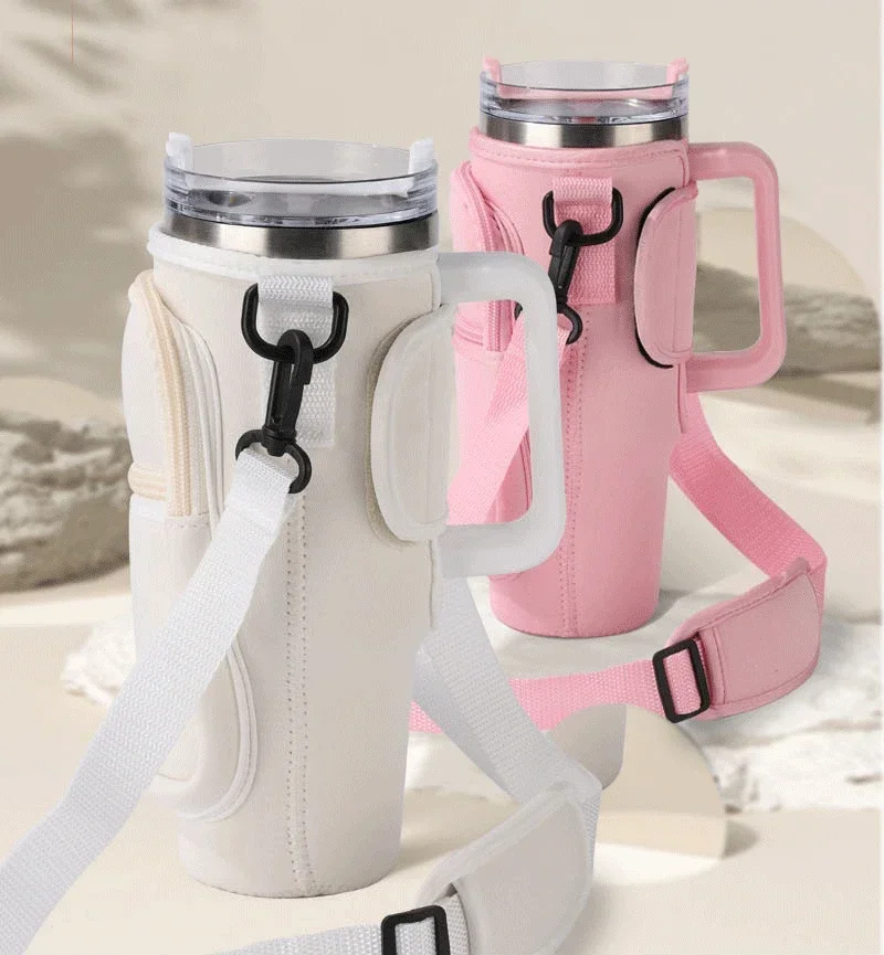 Cup Sleeve with Adjustable Strap Portable Sling Cup Sleeve Adjustable  Shoulder Strap Water Bottle Bag Holder Tumbler for 30/40