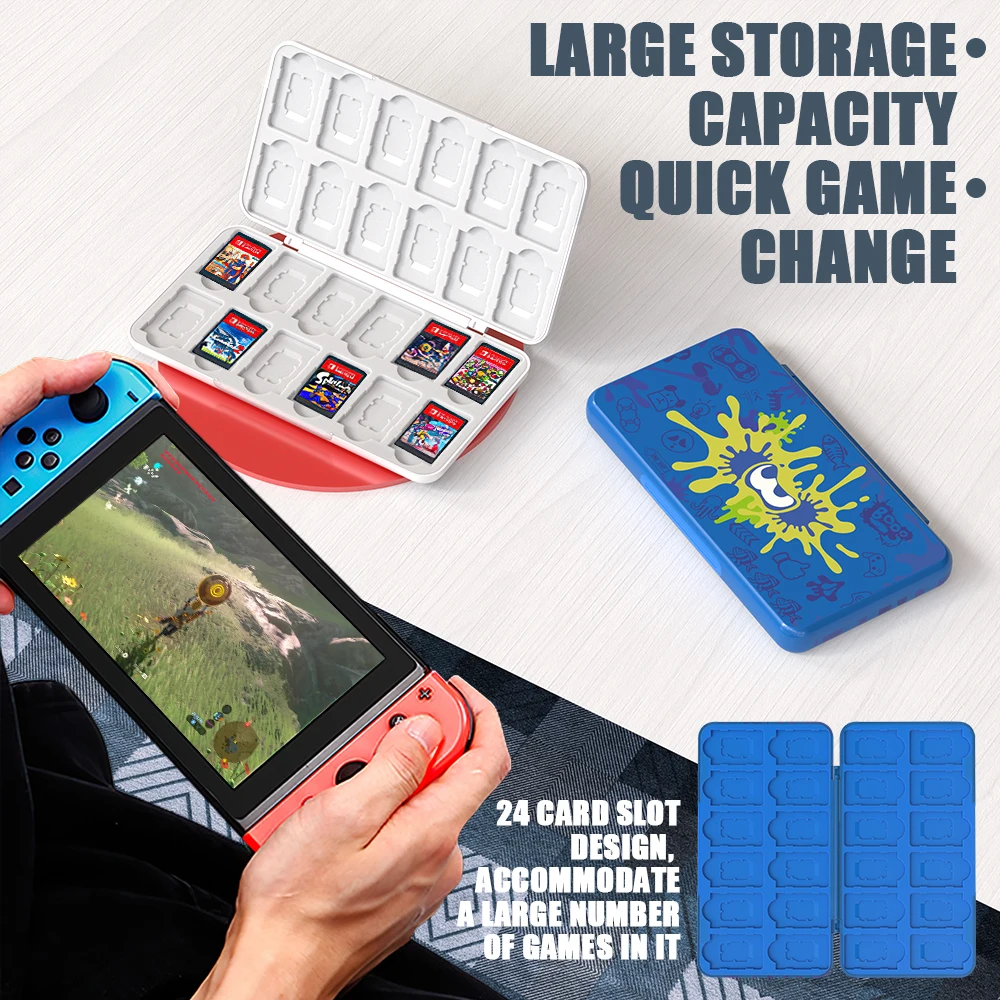 24 In 1 Ns Switch Game Card Storage Case Portable Magnetic 3D Silicone Cover Box Shell for Nintend Switch Travel Accessories