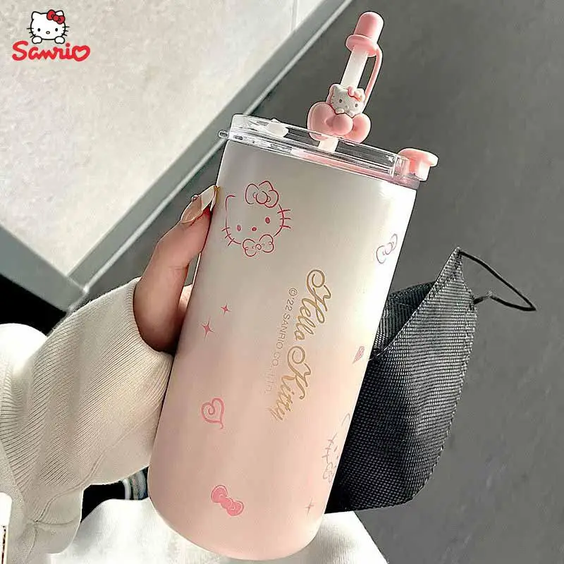 Originale Hello Kitty Thermos Cup 450Ml Awaii Cartoon Sanrio Water Cup Student Sippy Cup Adult Office Coffee Cup Kids Cup Gift