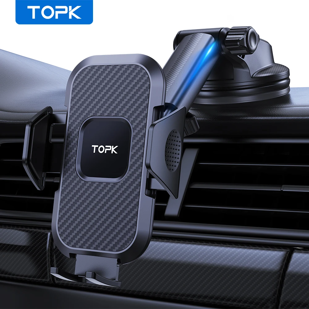 Car Phone Holder Mount, Super Stable Cell Phone Car Mount 360° Rotation One Butt