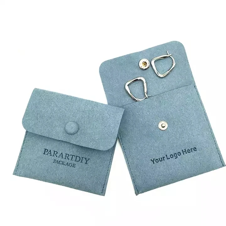 

SheepSew 8x8cm Wholesale Luxury Envelope Style Microfiber Jewelry Gift Bag with button Jewelry Pouch
