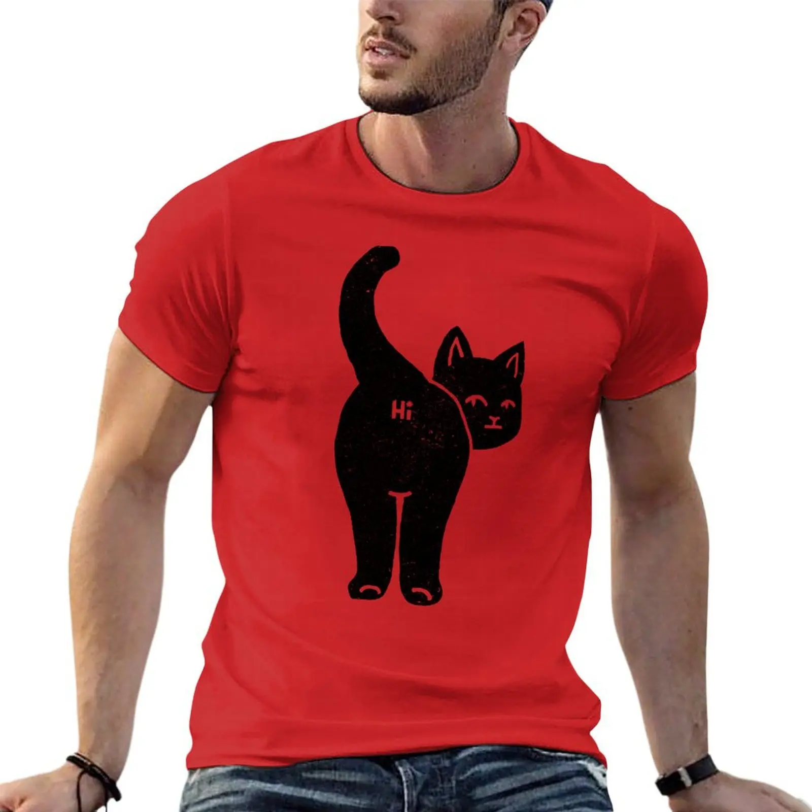 

Футболка Hello Cat прикладом, Минималистичная, черная, от Tobe Fonseca, большие размеры, аниме, индивидуальная одежда для мужчин