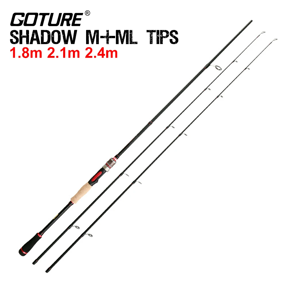 Goture SHADOW 스피닝 캐스팅 로드 낚싯대, 1.8m, 2.1m, 2.4m, 낚시 루어 폴, 잉어 퍼치, 낚시 액세서리, M ML 액션, 2 개 