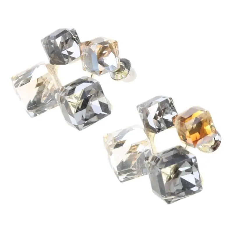A52E Anspruchsvolle Kristallwürfel-Ohrstecker, angenehm zu tragende Ohrringe, funkelndes Hochzeitsaccessoire, Zubehör für Date – Detail 10