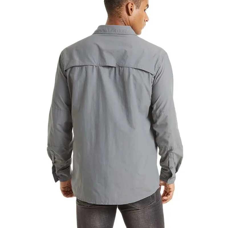 Trainiing Hiking Shirts Men Long Sleeve Cargo Work Shirts Summer Outdoor Quick Dry Hunting Shirt mens long sleeve shirts