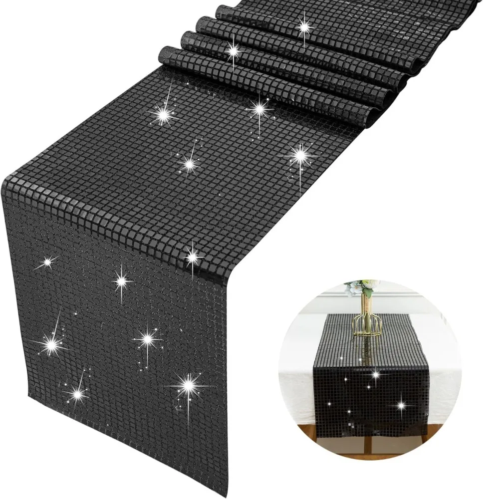 Shiny Glitter Disco Table Runner Mirror Design Sequin Tablecloth European Style Table Cover Wedding
