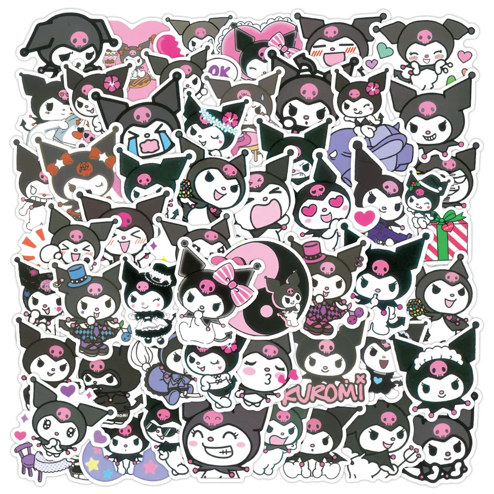 Sanrio Cartoon Anime Kawaii Kuromi Stickers for Laptop Suitcase Album Stationery Waterproof Graffiti Decals Kids Toys Gifts 10 30 50pcs cartoon anime overlord stickers car guitar motorcycle luggage suitcase diy classic toy decal sticker for kid toys